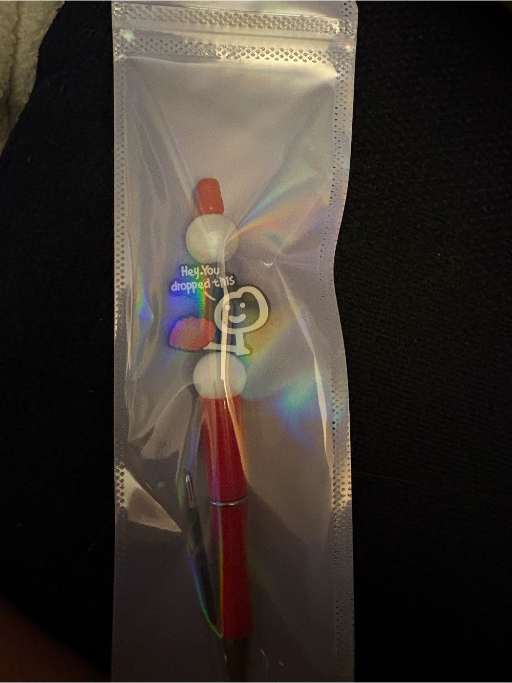 Cute Red Novelty Pen with Smile Charm - Unbranded